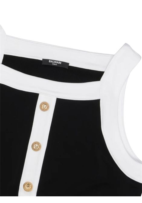 Top bambina nero in cotone BALMAIN | BW8B52/DELNERO