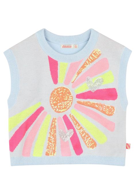 Maglia bambina azzurra in cotone Billieblush | U20932/MAAZZURRO