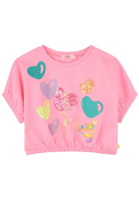 T-shirt bambina rosa in cotone Billieblush | U20937/MAROSA