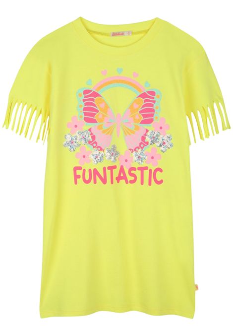 Abito bambina giallo fluo in cotone Billieblush | U20980/MAGIALLO FLUO