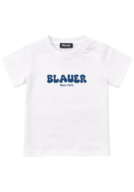 T-shirt neonato bianca in cotone BLAUER | 02499BIANCO