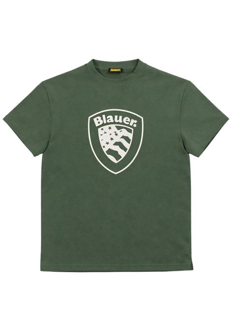 Green cotton T-shirt for children BLAUER | 02522VERDE