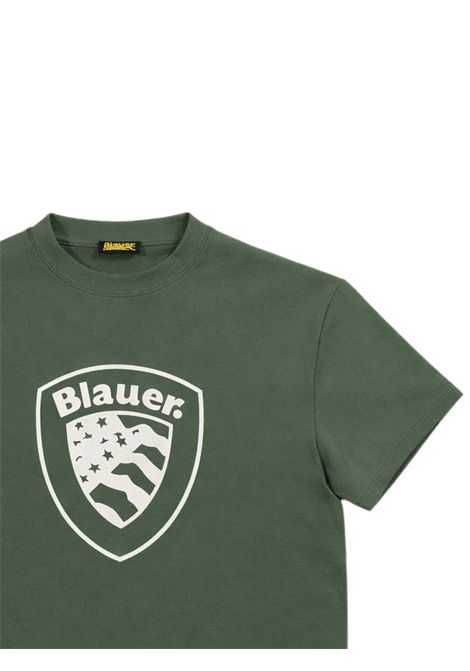 Green cotton T-shirt for children BLAUER | 02522VERDE