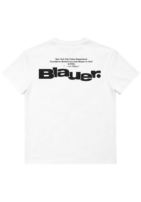 White cotton T-shirt for children BLAUER | 02523BIANCO
