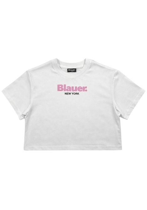 T-shirt bambina bianca in cotone BLAUER | HARRIETTBIANCO