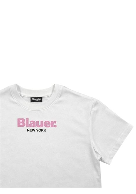 T-shirt bambina bianca in cotone BLAUER | HARRIETTBIANCO