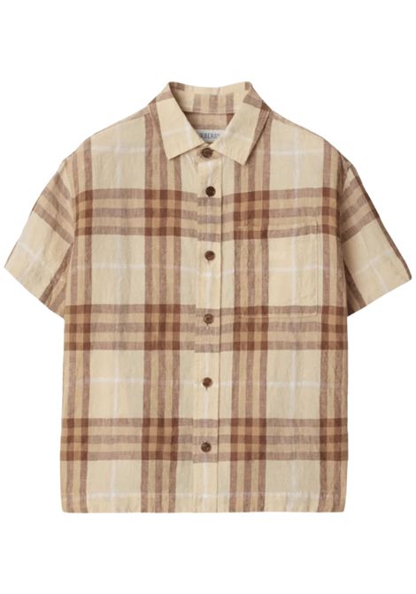 Camicia bambino check in lino Burberry | 8100045/MACHECK