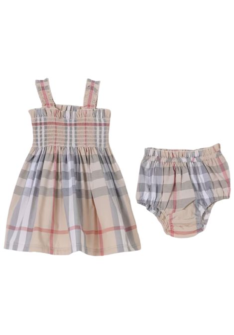 Abito neonata check in cotone Burberry | 8100222/MACHECK