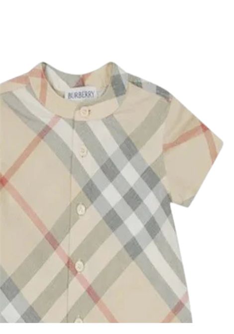 Tutina neonato check in cotone Burberry | 8100701/MACHECK