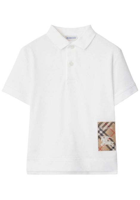 Polo bambino bianca in cotone Burberry | 8105079/MABIANCO
