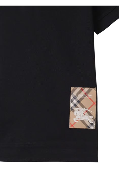 Polo bambino nera in cotone Burberry | 8105079/MANERO