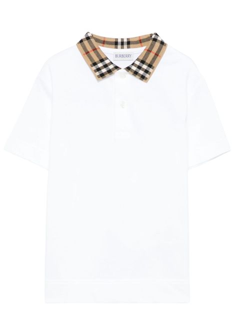 Polo bambino bianca in cotone Burberry | 8105571/MABIANCO