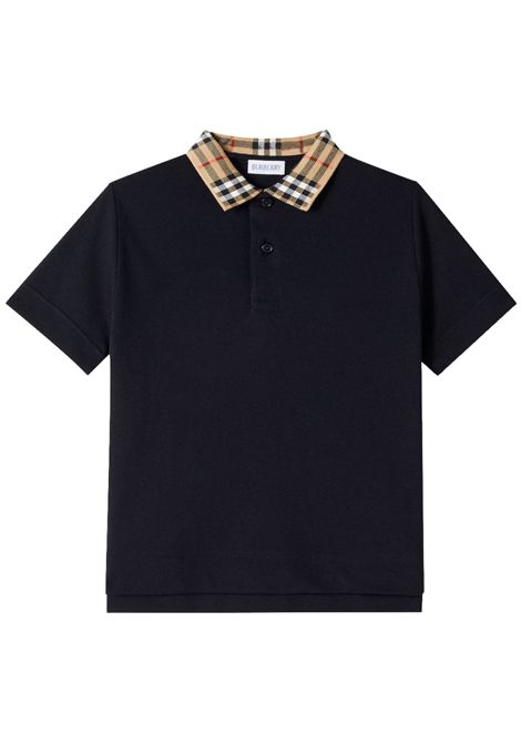 Polo bambino nera in cotone Burberry | 8105571/MANERO