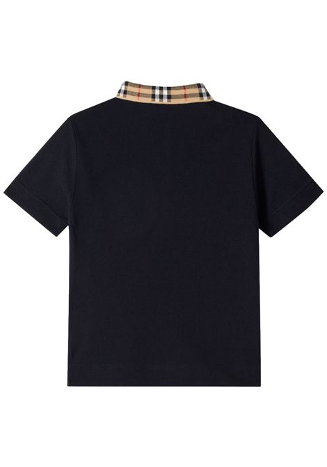 Polo bambino nera in cotone Burberry | 8105571/MANERO