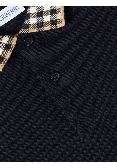 Polo bambino nera in cotone Burberry | 8105571/MANERO