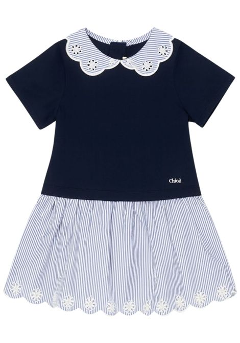 Abito bambina blu in cotone Chloé | C20549/MABLU