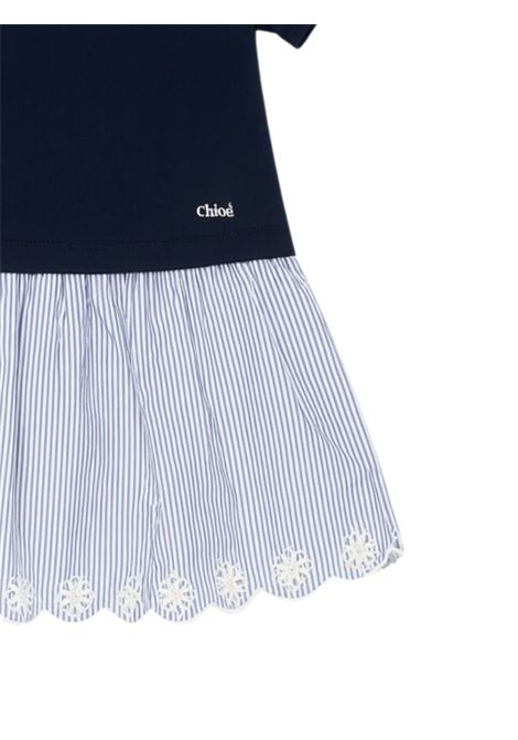 Abito bambina blu in cotone Chloé | C20549/MABLU
