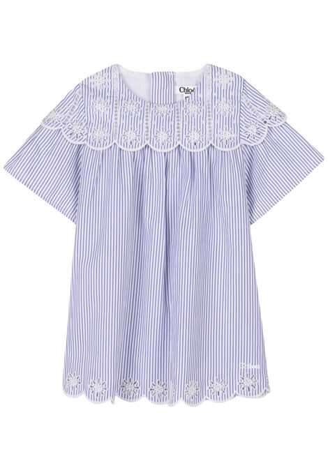 Baby girl's light blue cotton dress Chloé | C20554/MABIANCO/AZZURRO