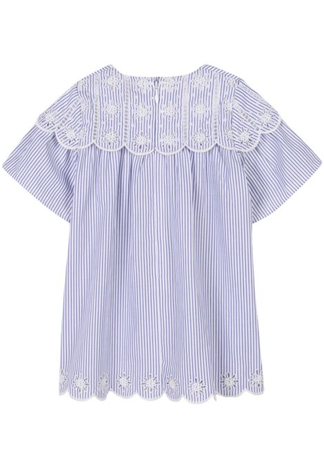 Baby girl's light blue cotton dress Chloé | C20554/MABIANCO/AZZURRO