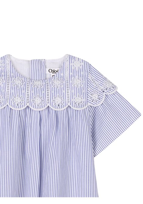 Baby girl's light blue cotton dress Chloé | C20554/MABIANCO/AZZURRO
