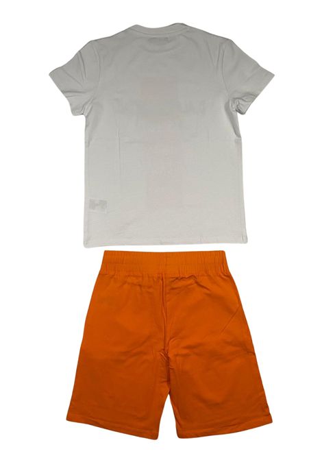 White/orange cotton children's set DANIELE ALESSANDRINI | 1236K00355/SUBIANCO/ARANCIO