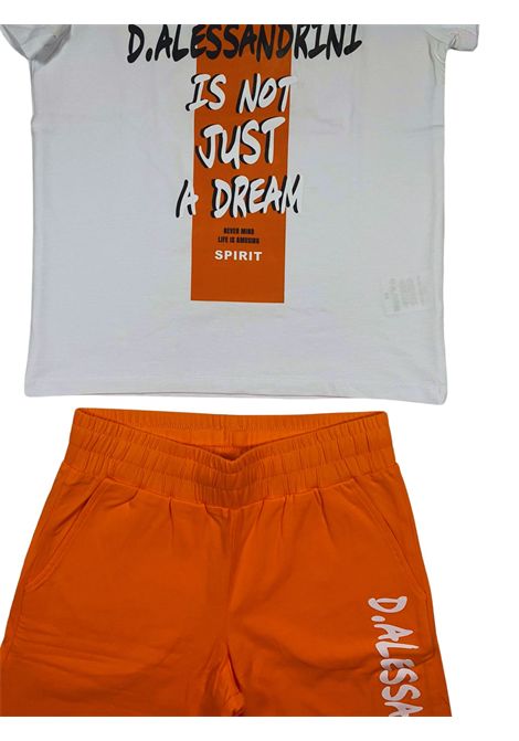 White/orange cotton children's set DANIELE ALESSANDRINI | 1236K00355/SUBIANCO/ARANCIO