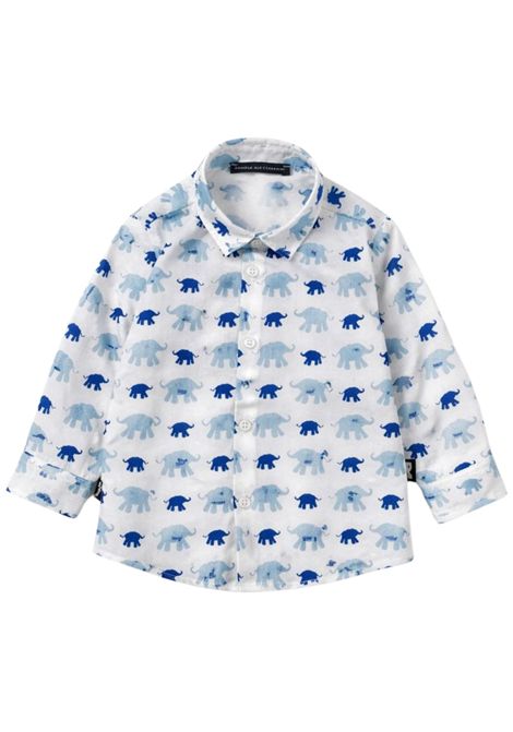 White/blue cotton baby shirt DANIELE ALESSANDRINI | 1295C00177/MABIANCO/BLU
