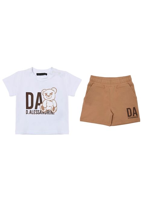 White/beige cotton baby set DANIELE ALESSANDRINI | 1296K00283/SUBIANCO/BEIGE