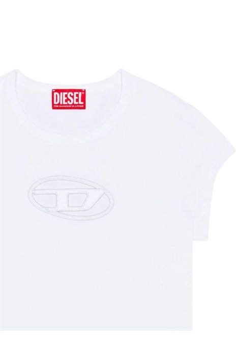 T-shirt bambina bianca in cotone DIESEL | J018300AFAA/DELBIANCO