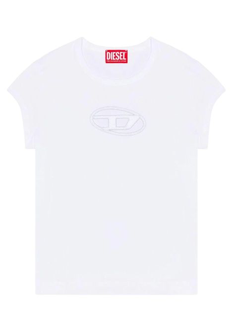 T-shirt bambina bianca in cotone DIESEL | J018300AFAA/DELBIANCO