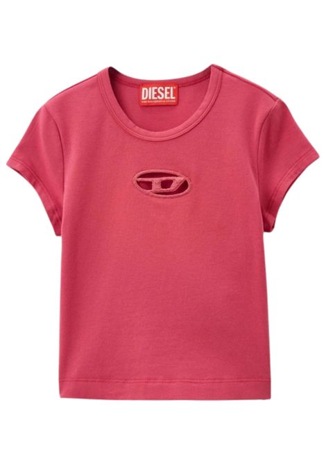 T-shirt bambina fucsia in cotone DIESEL | J018300AFAA/DELFUCSIA