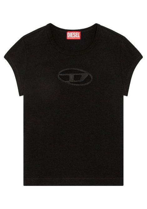 Black cotton T-shirt for girls DIESEL | J018300AFAA/DELNERO