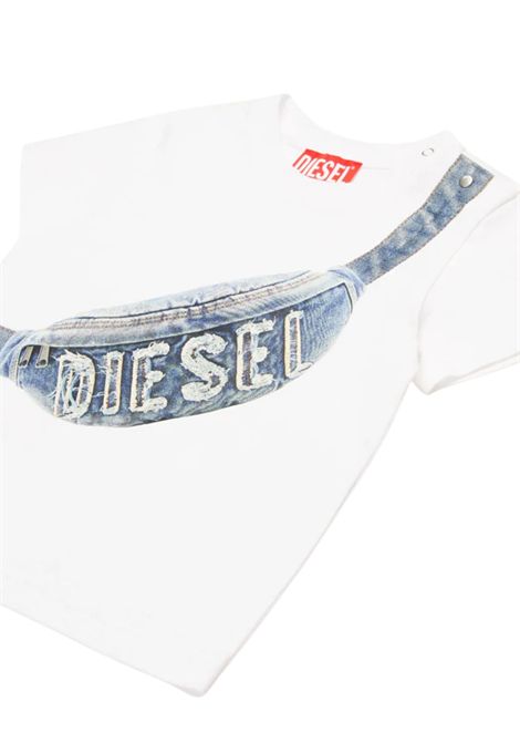 T-shirt neonato bianca in cotone DIESEL | K00616KYAYS/DELBIANCO