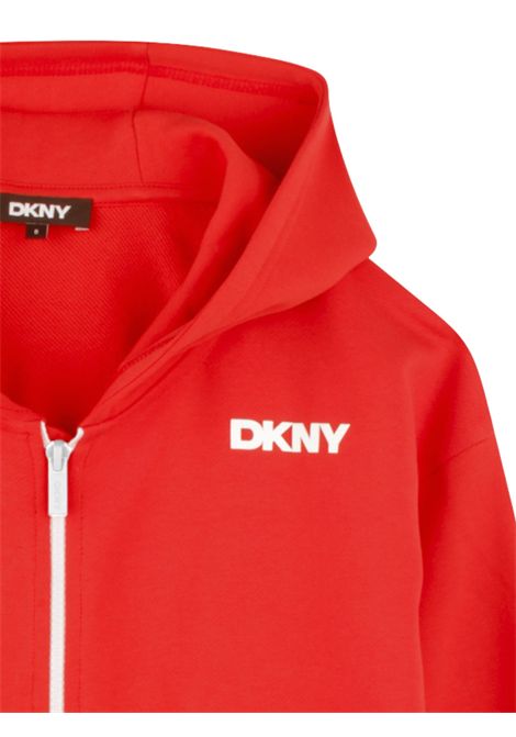 Red cotton sweatshirt for children DKNY | D62235/SUROSSO
