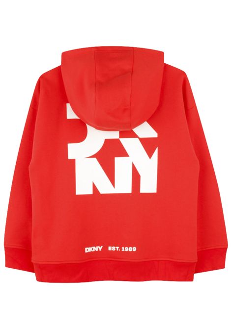 Red cotton sweatshirt for children DKNY | D62235/SUROSSO