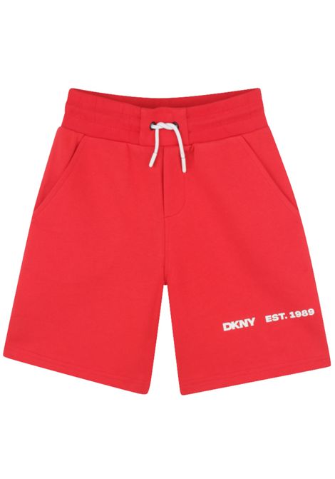 Red cotton Bermuda shorts for children DKNY | D62242/SUROSSO