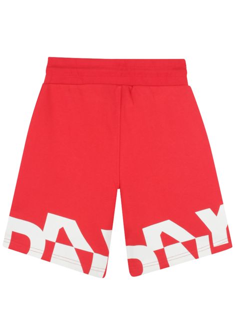 Red cotton Bermuda shorts for children DKNY | D62242/SUROSSO