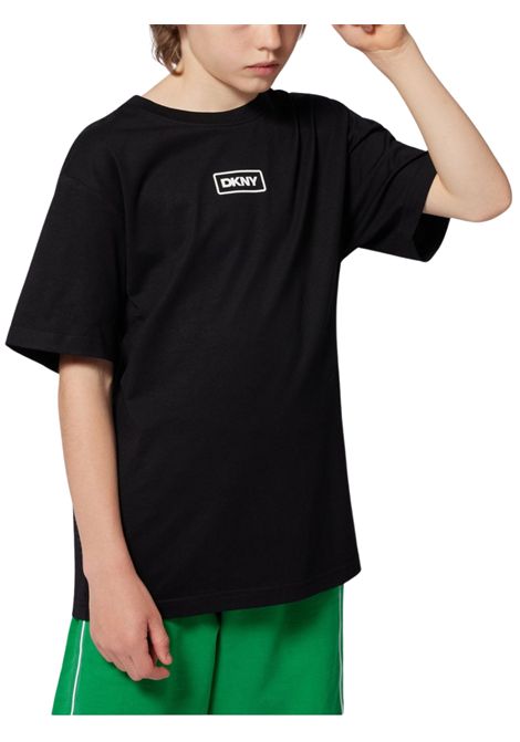 Black cotton T-shirt for children DKNY | D62300/SUNERO