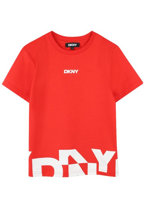 Red cotton T-shirt for children DKNY | D62303/SUROSSO
