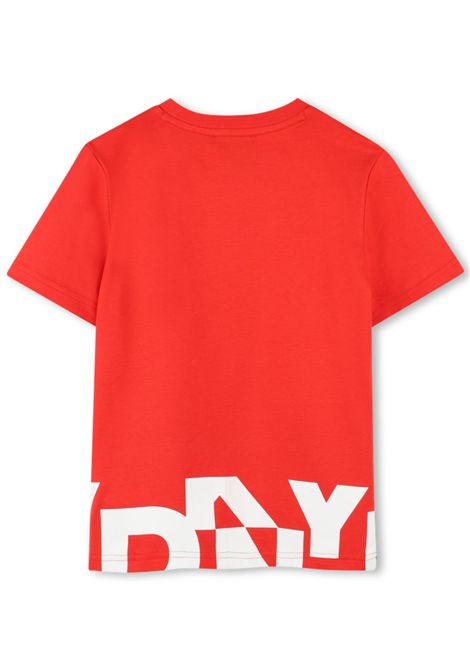 Red cotton T-shirt for children DKNY | D62303/SUROSSO