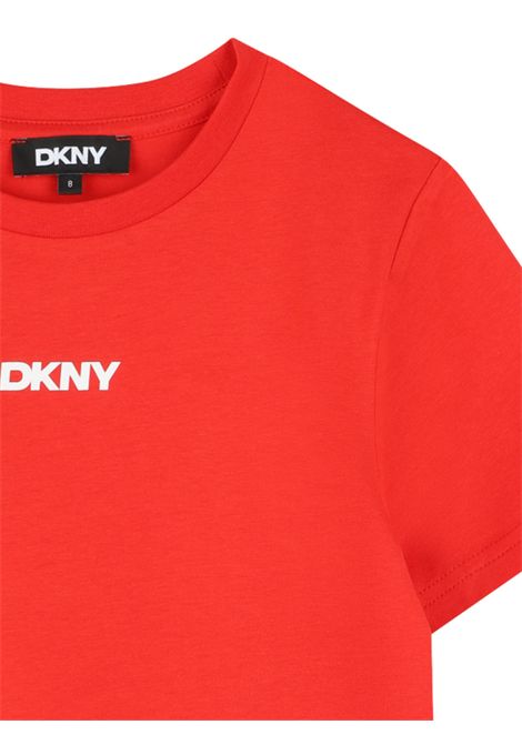 Red cotton T-shirt for children DKNY | D62303/SUROSSO