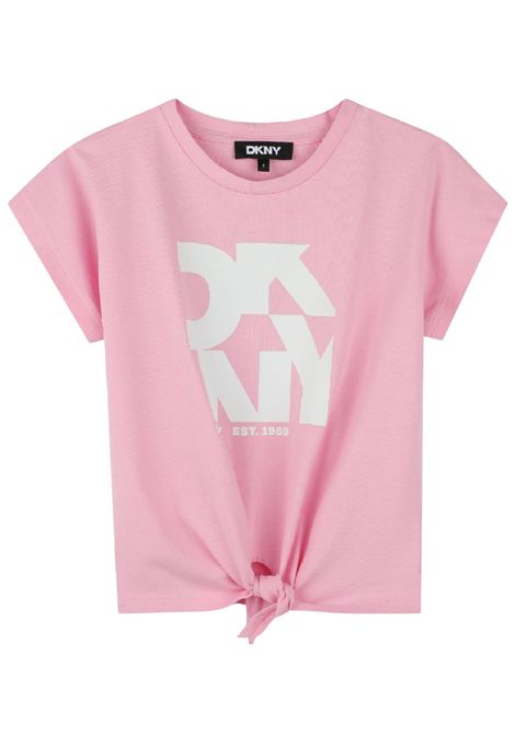 T-shirt bambina rosa in cotone DKNY | D62309/SUROSA