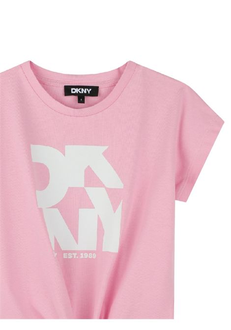 T-shirt bambina rosa in cotone DKNY | D62309/SUROSA
