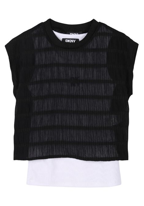T-shirt bambina nera bitessuto DKNY | D62313/SUNERO