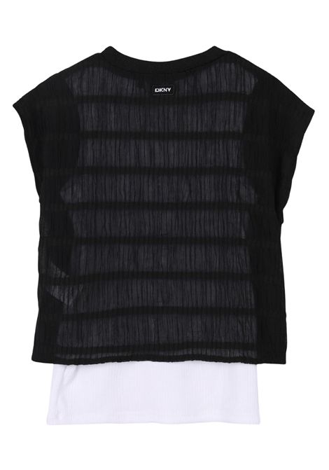 T-shirt bambina nera bitessuto DKNY | D62313/SUNERO