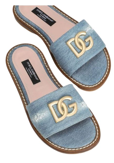 Sandali bambina in cotone denim DOLCE E GABBANA | D11285/PIADENIM