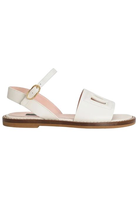 Sandali bambina bianchi in pelle DOLCE E GABBANA | D11308/PIABIANCO