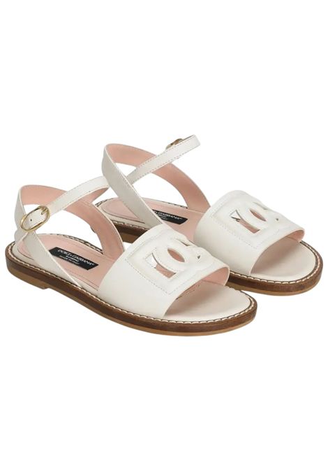 Sandali bambina bianchi in pelle DOLCE E GABBANA | D11308/PIABIANCO