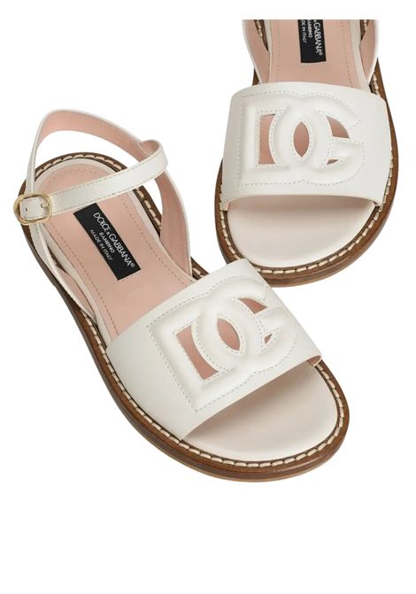 Sandali bambina bianchi in pelle DOLCE E GABBANA | D11308/PIABIANCO