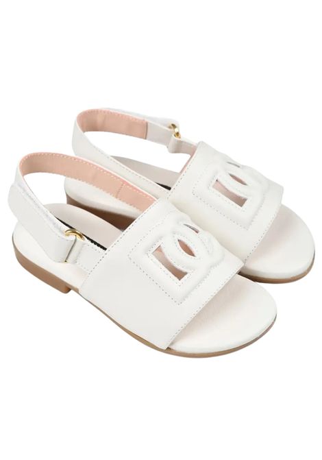 Sandali bambina bianchi in pelle DOLCE E GABBANA | D20100/MABIANCO